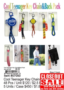 Cool Teenager Keychain and Backpack Closeout